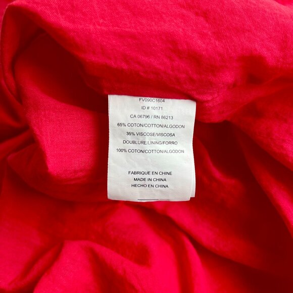 Tristan Red Striped Faux Wrap Cotton Blend V Neck Dress with Tie Belt Cap Sleeve - Picture 15 of 15